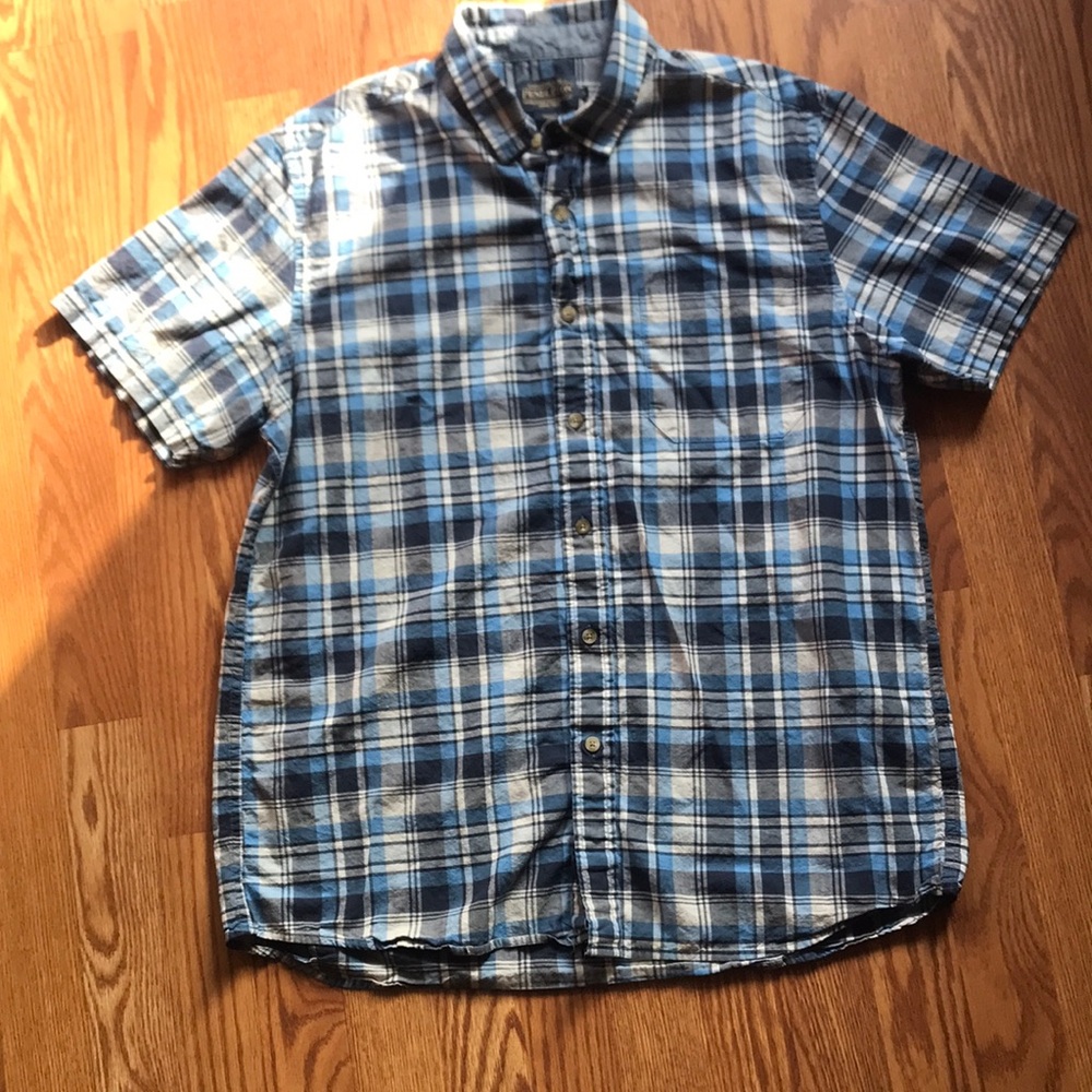 Pendleton Blue and White Plaid Button Down Shirt